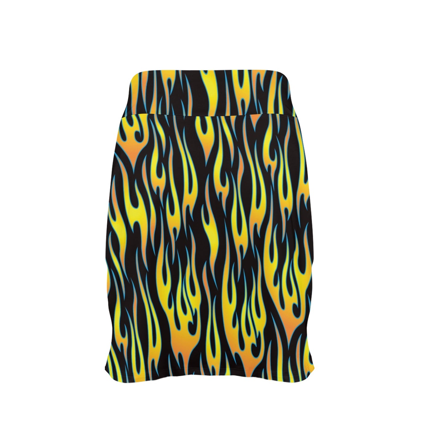Flame Fire Yellow Pattern 17" Golf & Pickleball Skort with Pockets