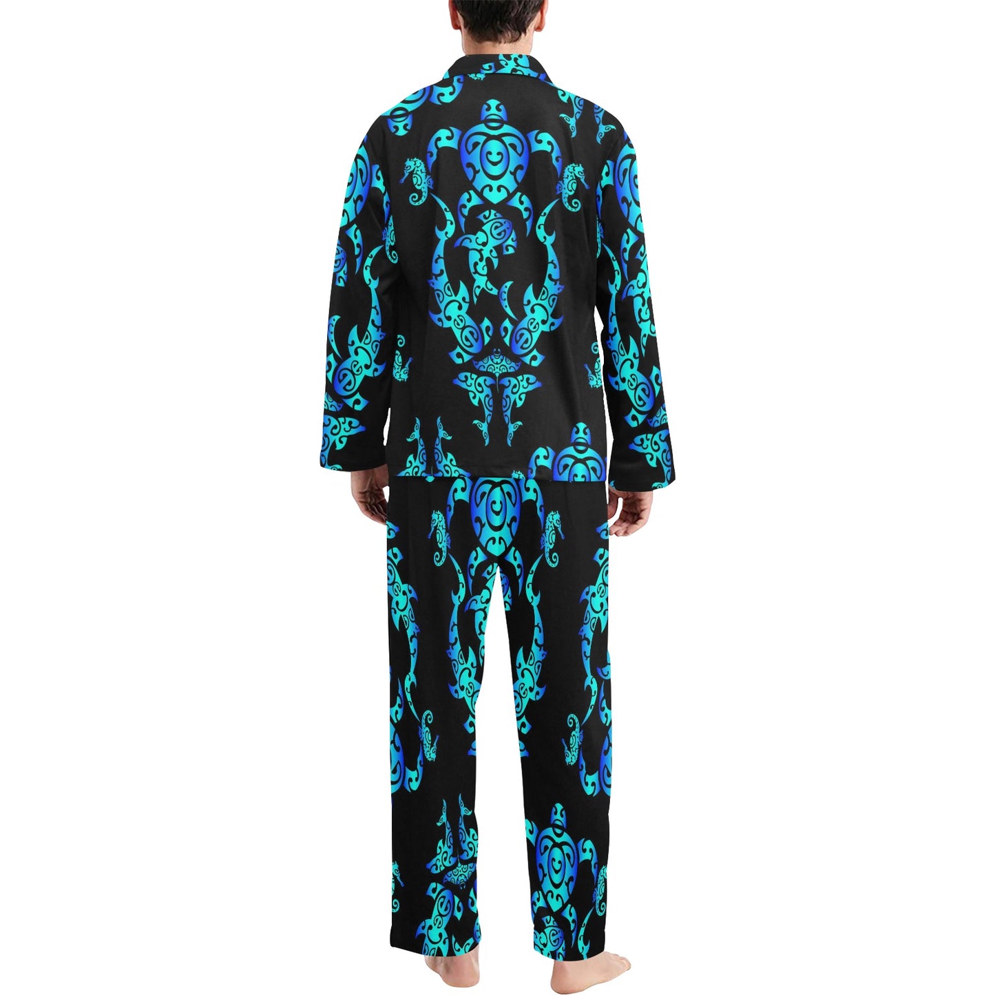 Sea turtle Polynesian Tribal Hawaiian Men's Long Pajama Set