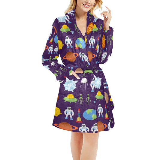 Alien Astronaut Planet Women's Fleece Robe