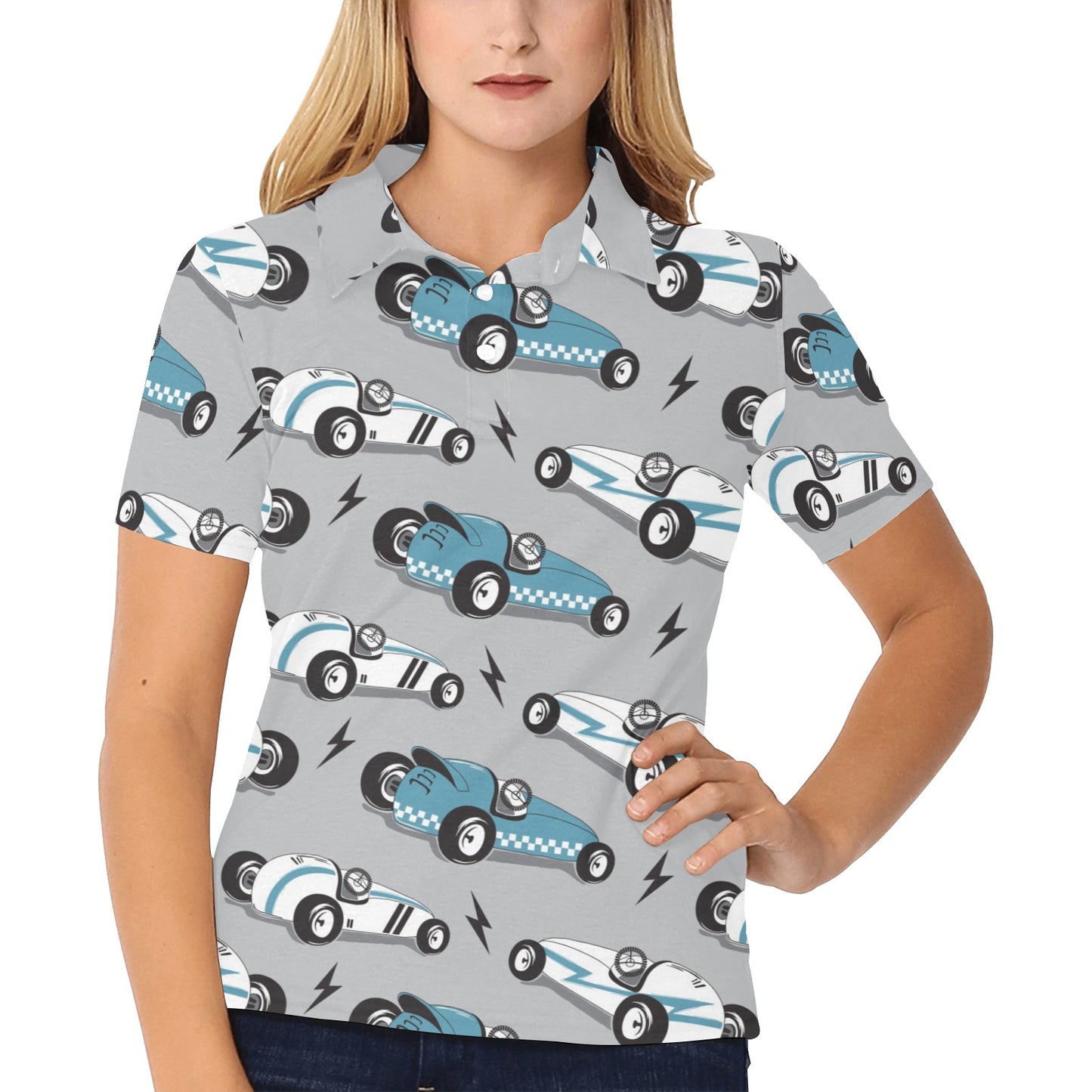 Racing Vintage Pattern Print Design A02 Women's Polo Shirt