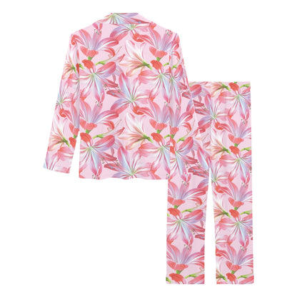 Amaryllis Pattern Print Design 02 Women's Long Pajama Set