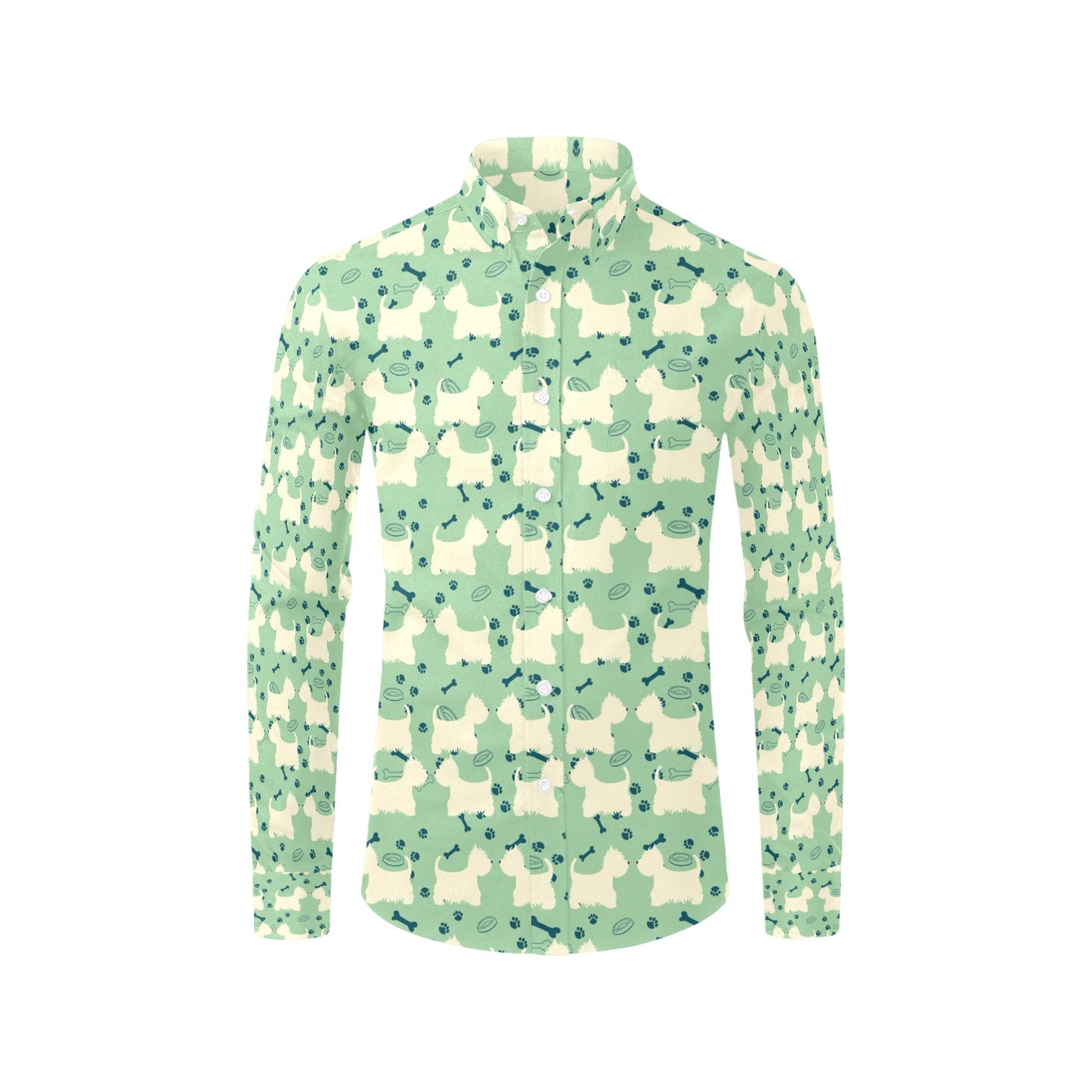 Scottish Terriers Print Design LKS302 Men's Long Sleeve Dress Shirt