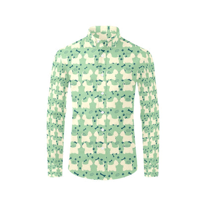 Scottish Terriers Print Design LKS302 Men's Long Sleeve Dress Shirt