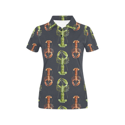 Lobster Pattern Print Design 01 Women's Polo Shirt