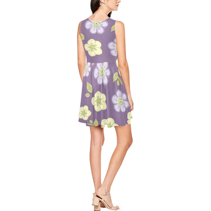Anemone Pattern Print Design AM013 Sleeveless Dress
