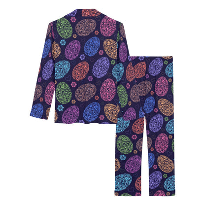 Easter Eggs Pattern Print Design RB012 Women's Long Pajama Set