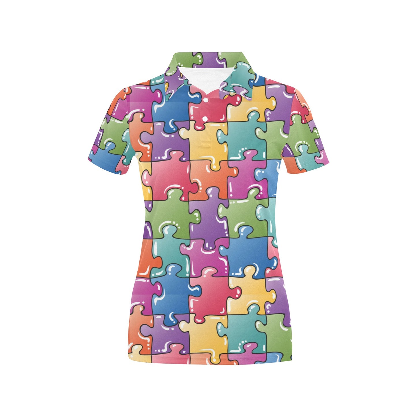 Puzzle Pattern Print Design A05 Women's Polo Shirt