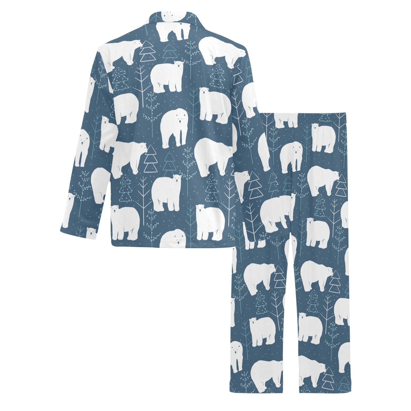 Polar Bear Pattern Print Design A01 Men's Long Pajama Set