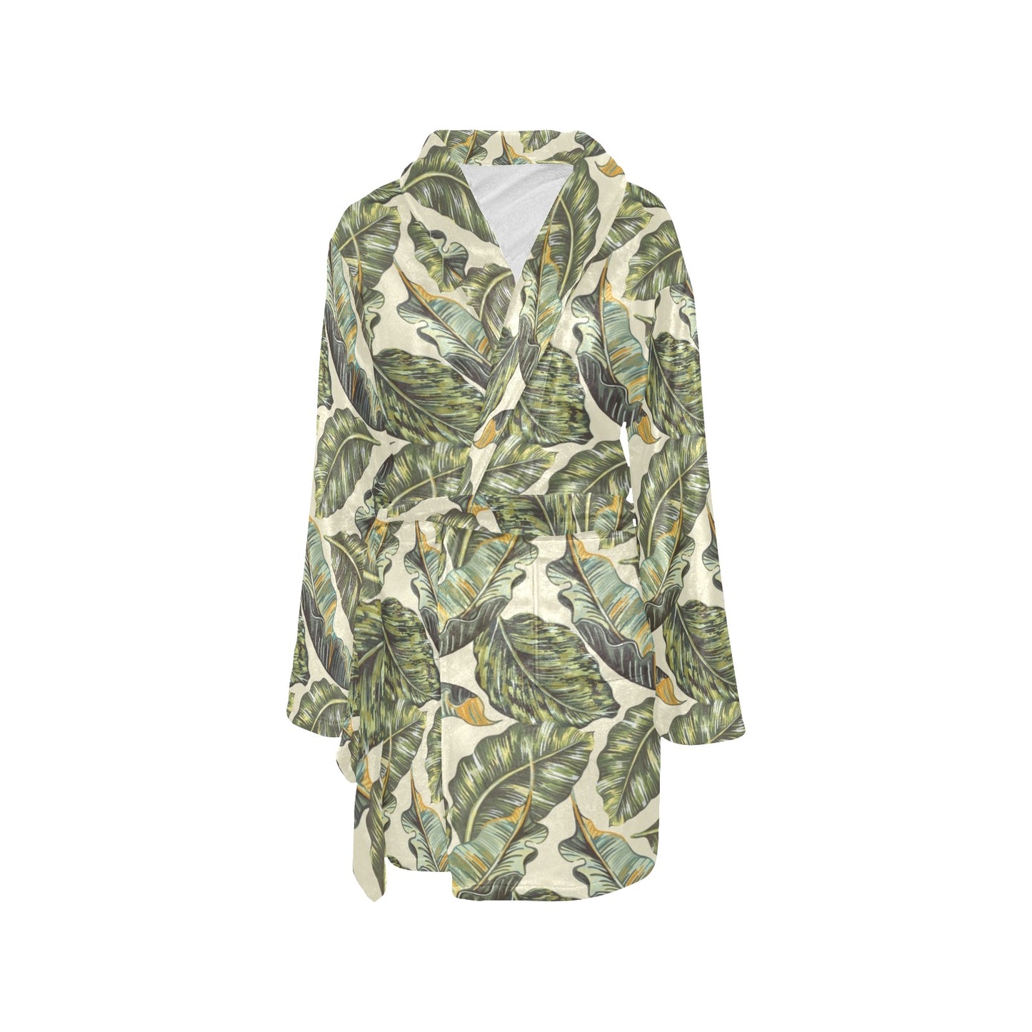 Banana Leaf Pattern Print Design BL08 Women's Fleece Robe