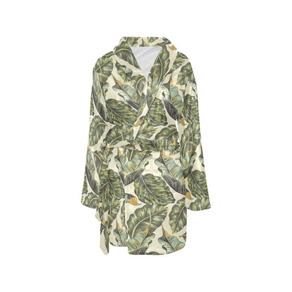 Banana Leaf Pattern Print Design BL08 Women's Fleece Robe