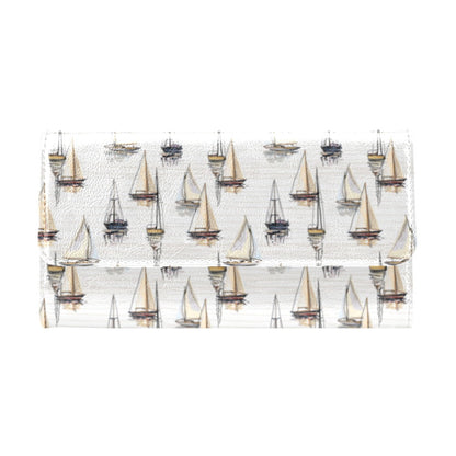 Sailboat Paint Pattern Print Design LKS307 Women's Trifold Wallet