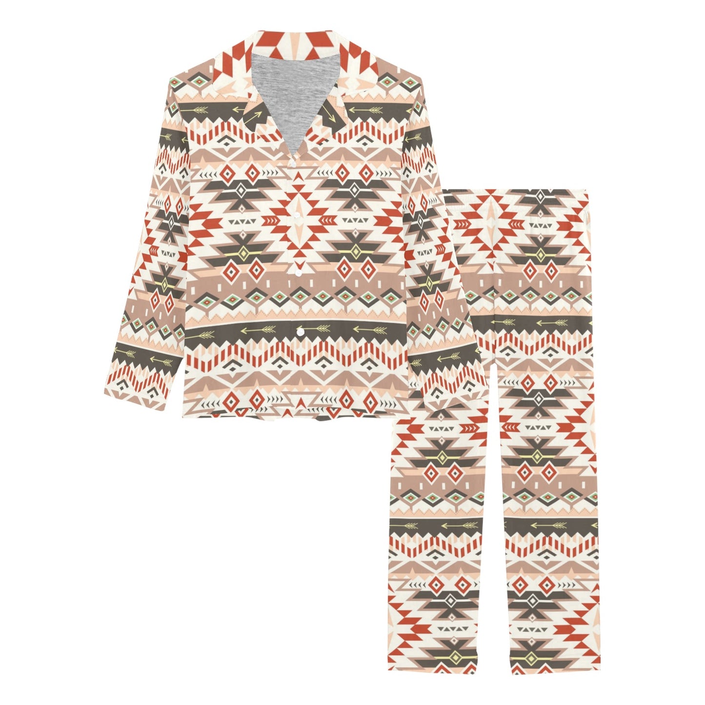 Aztec Pattern Print Design 05 Women's Long Pajama Set