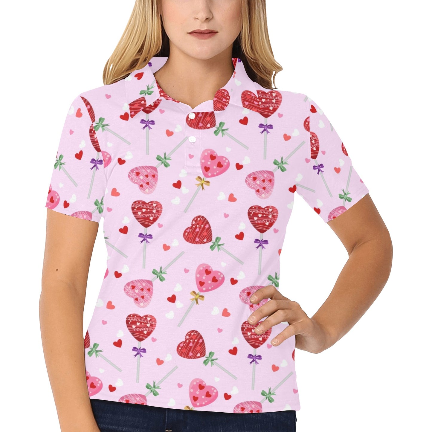 Lollipop Pattern Print Design LL07 Women's Polo Shirt