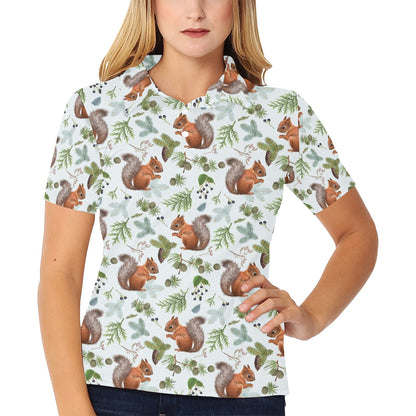 Squirrel Print Design LKS308 Women's Polo Shirt