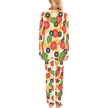 Pizza Pattern Print Design A05 Women's Long Pajama Set