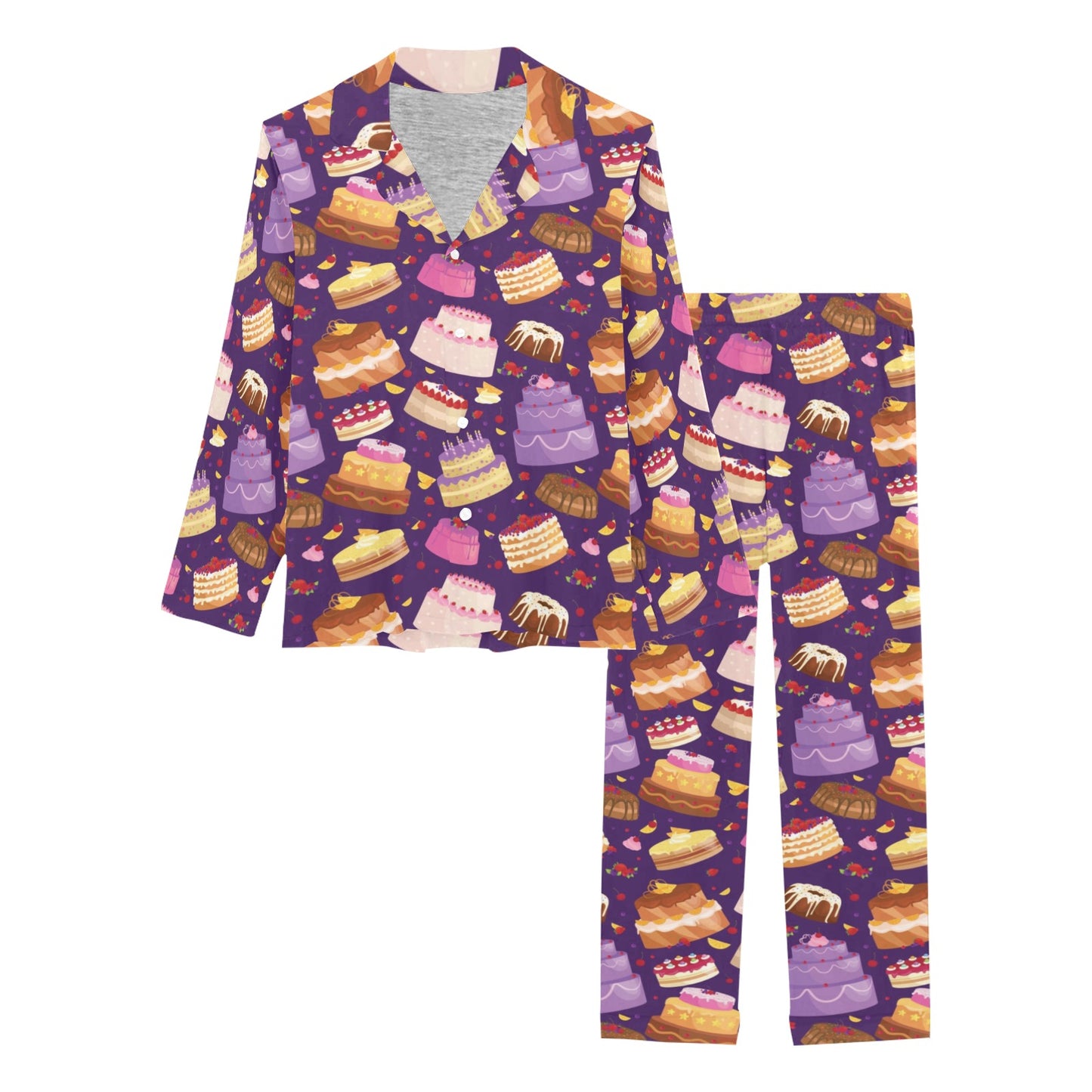 Cake Pattern Print Design 05 Women's Long Pajama Set