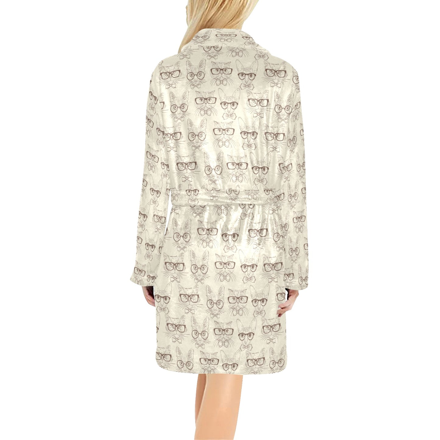 Cat Pattern Print Design 02 Women's Fleece Robe