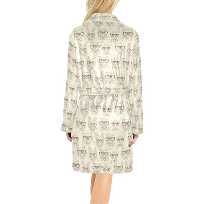 Cat Pattern Print Design 02 Women's Fleece Robe