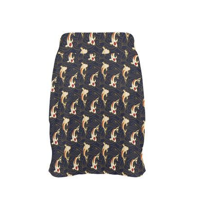 Koi Carp Japanese Design Themed Print 17" Golf & Pickleball Skort with Pockets