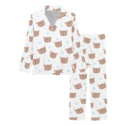 Bear Pattern Print Design BE02 Women's Long Pajama Set