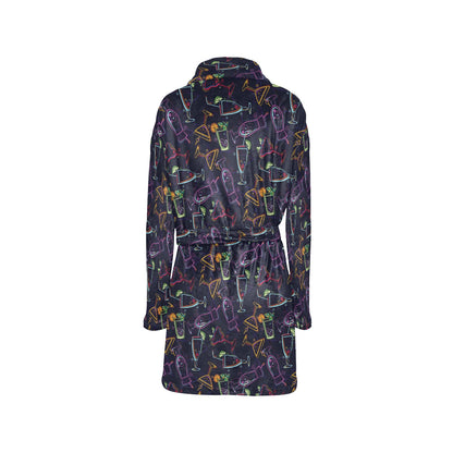 Cocktail Pattern Print Design 04 Women's Fleece Robe