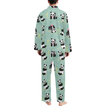 Panda Pattern Print Design A05 Men's Long Pajama Set