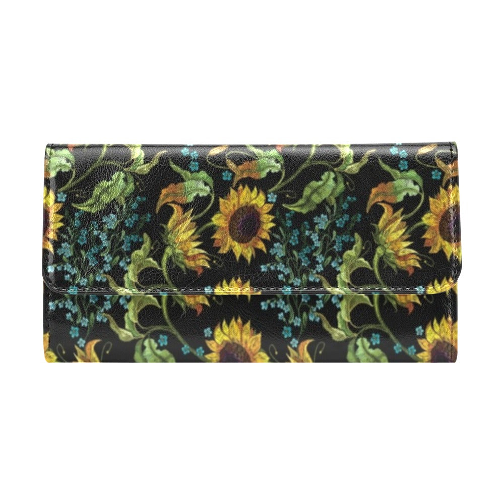Sunflower Print Design LKS308 Women's Trifold Wallet