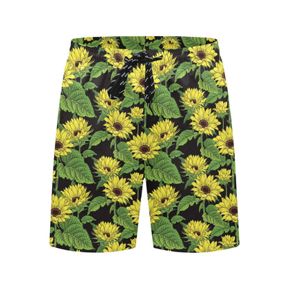 Sunflower Print Design LKS3010 Men's Swim Trunks Beach Shorts