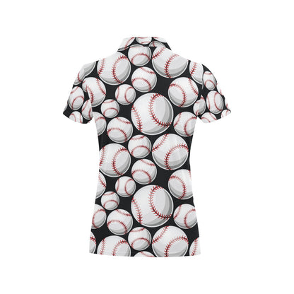 Baseball Black Background Women's Polo Shirt