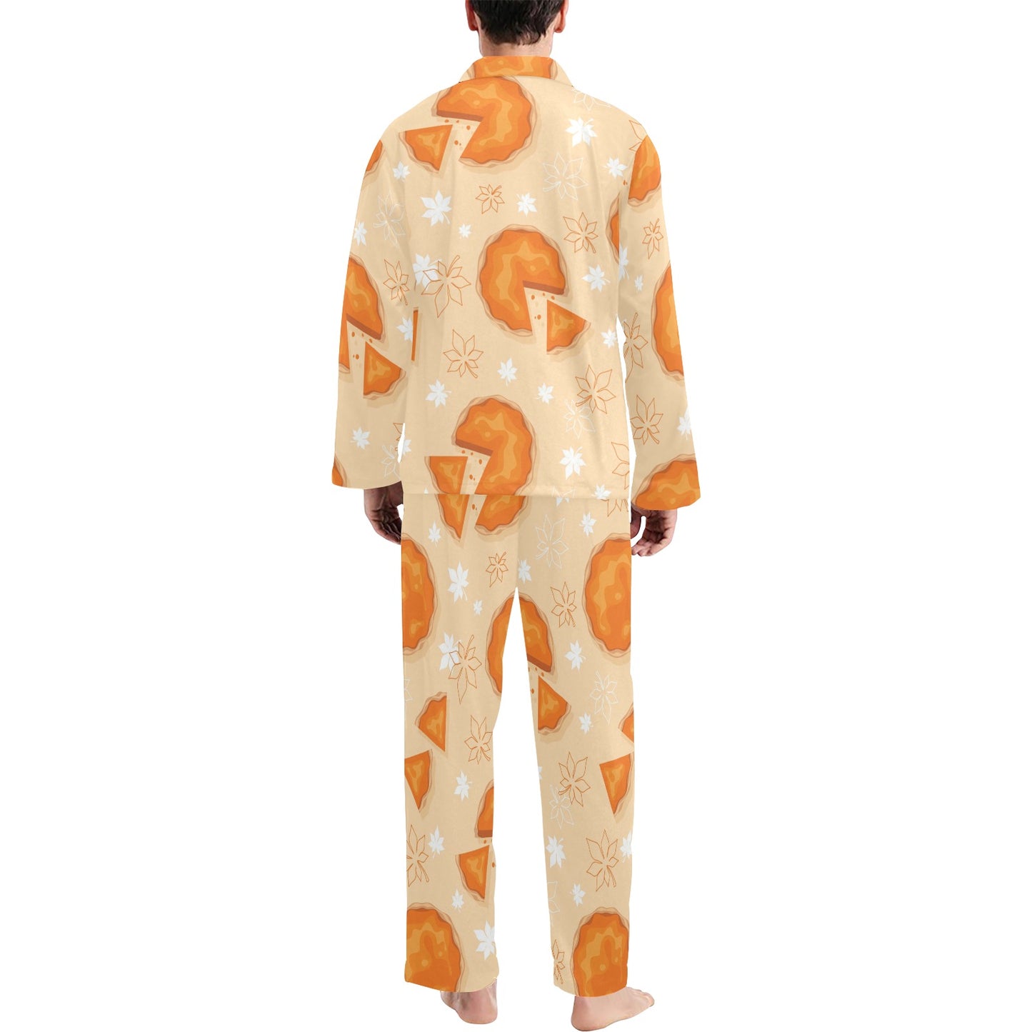 Pie Pattern Print Design A01 Men's Long Pajama Set