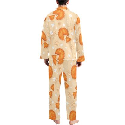 Pie Pattern Print Design A01 Men's Long Pajama Set
