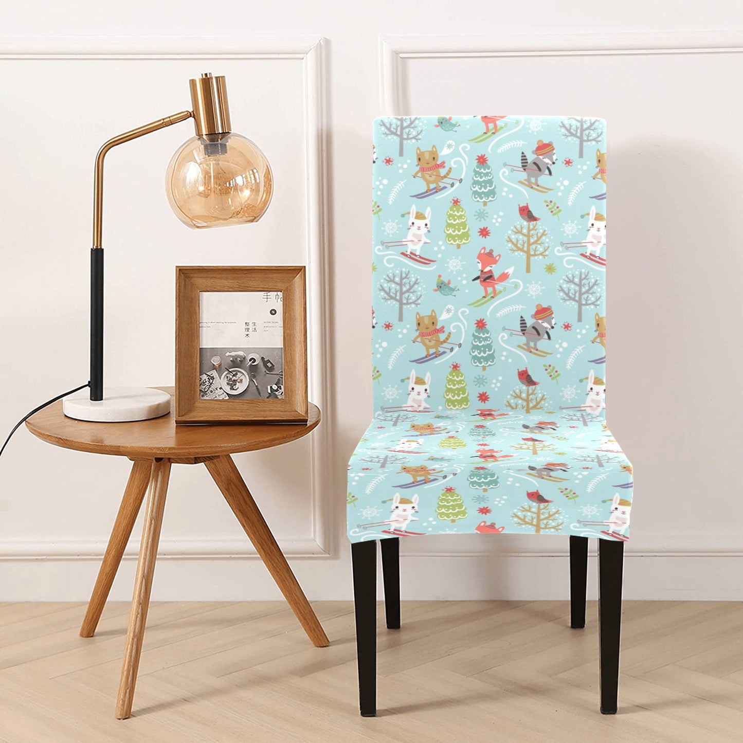 Ski Fox Cute Print Design LKS303 Dining Chair Slipcover