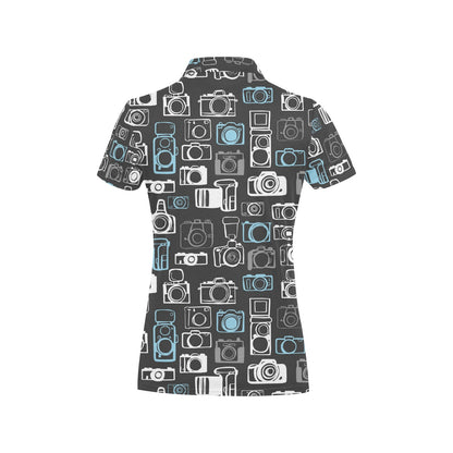 Camera Pattern Print Design 04 Women's Polo Shirt