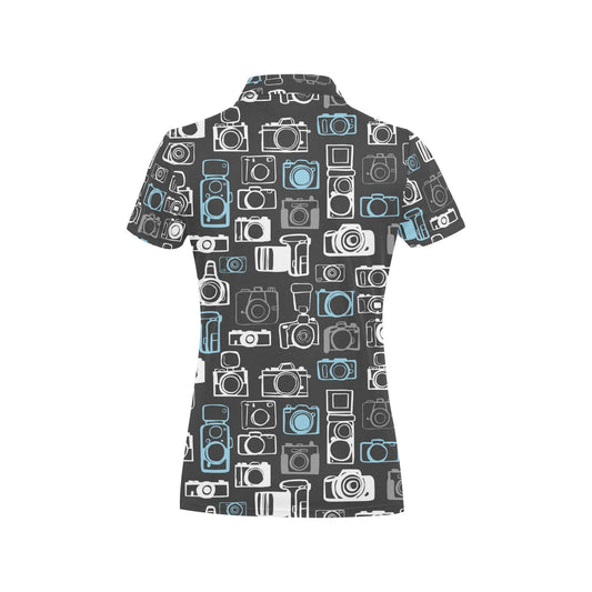 Camera Pattern Print Design 04 Women's Polo Shirt