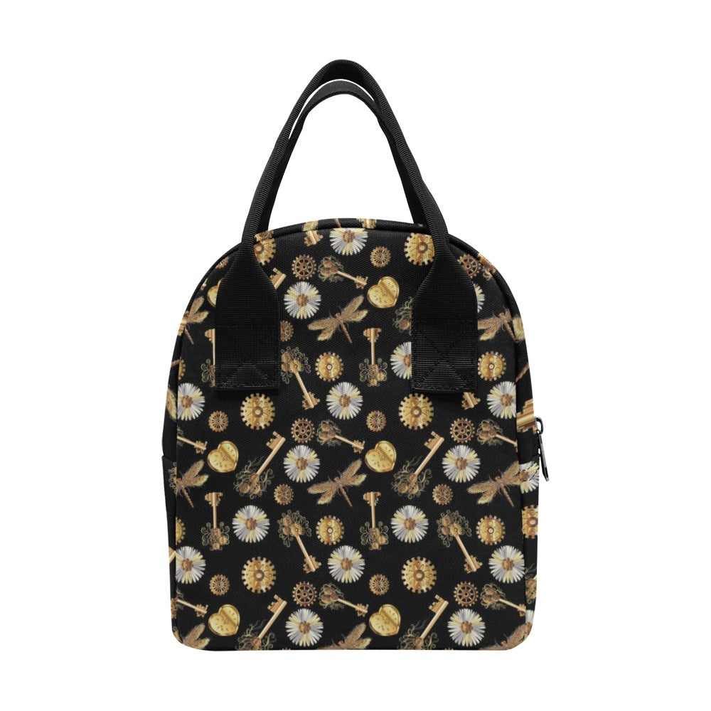 Steampunk Key Dragonfly Print Design LKS303 Insulated Lunch Bag