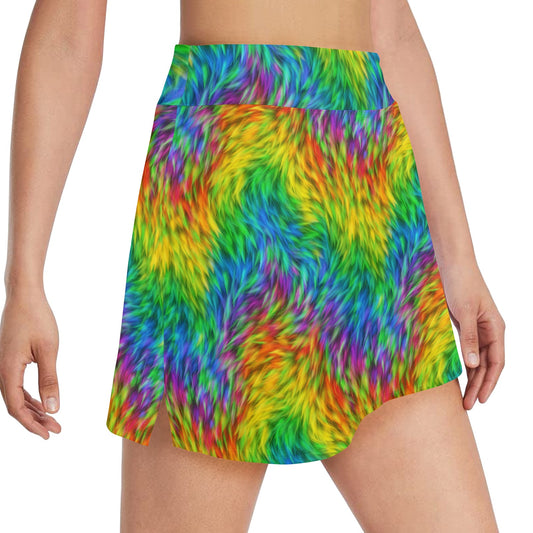 Rainbow Fur Design Print 17" Golf & Pickleball Skort with Pockets