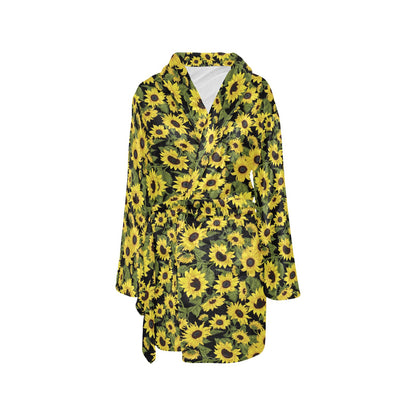 Sunflower Fresh Bright Color Print Women's Fleece Robe