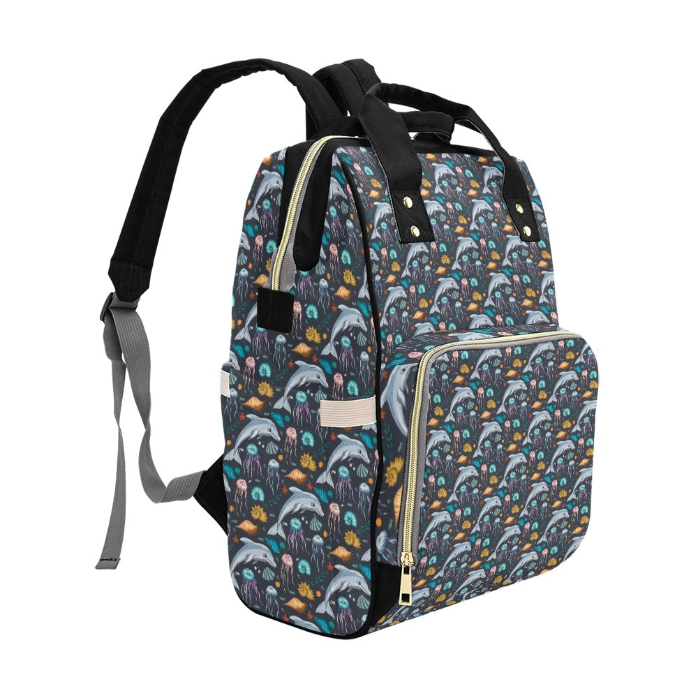Underwater Dolphin Print Design LKS304 Diaper Bag Backpack