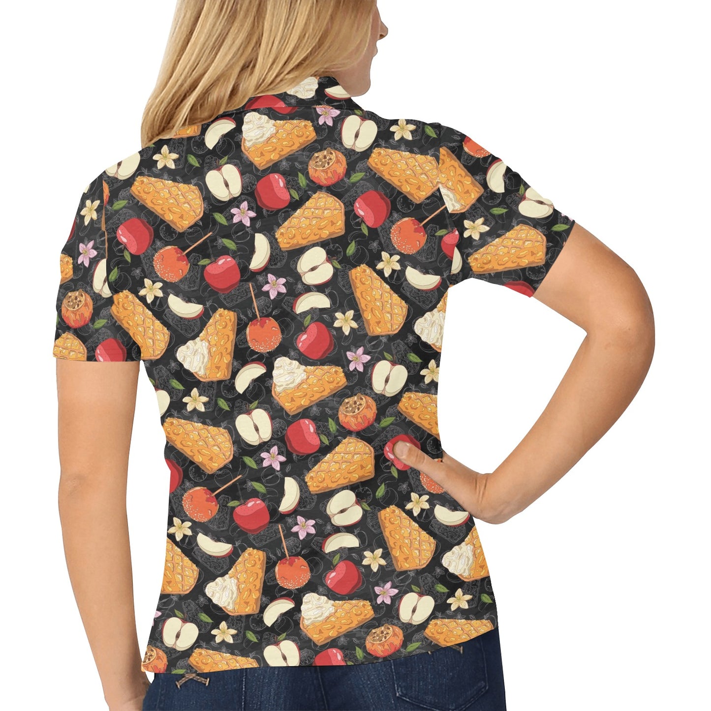 Apple Pie Pattern Print Design 01 Women's Polo Shirt