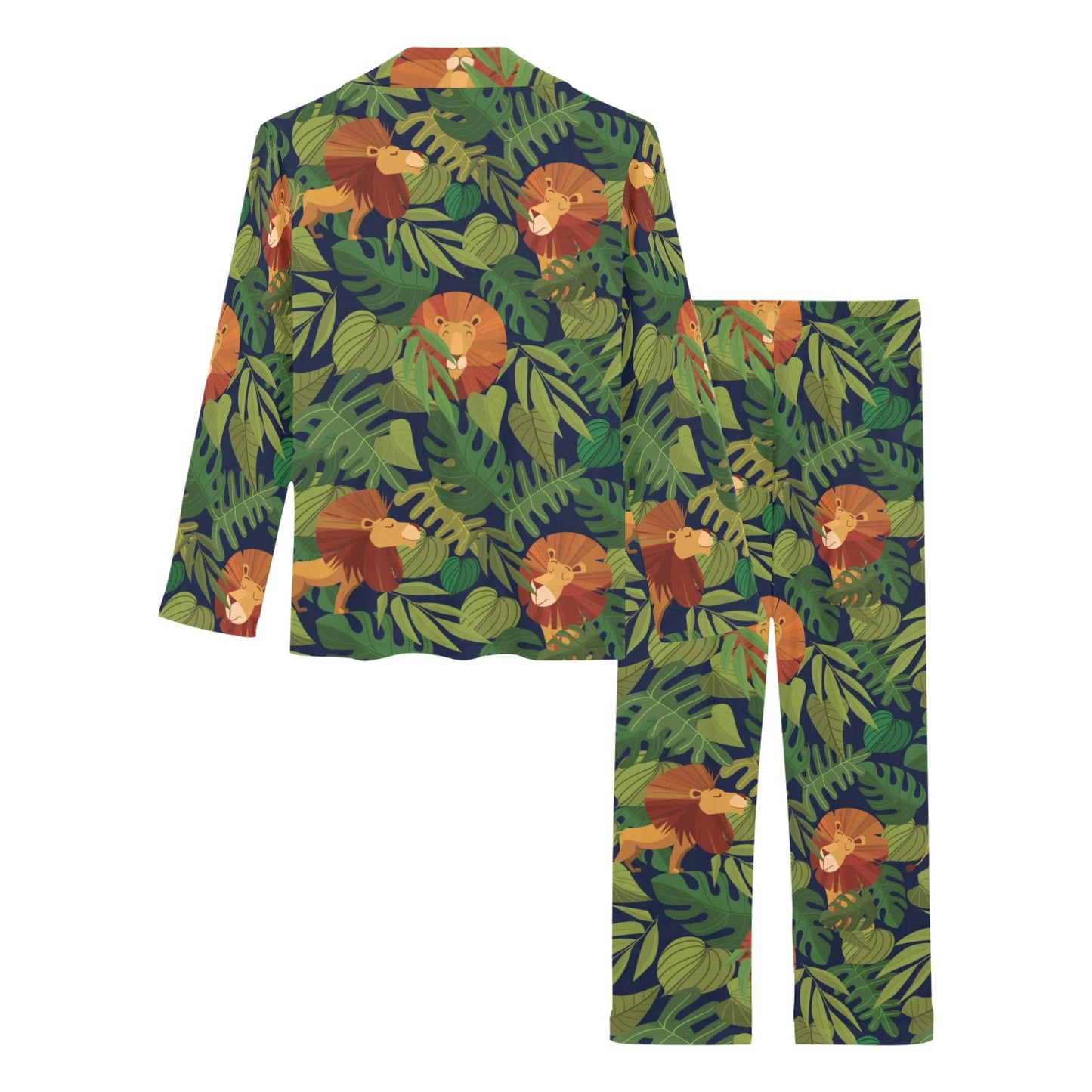 Lion Jungle Pattern Print Design 05 Women's Long Pajama Set