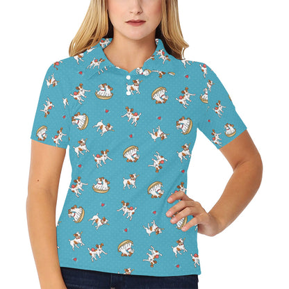 Russell Terriers Playing Print Design LKS305 Women's Polo Shirt