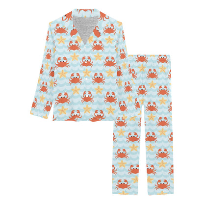 Crab Pattern Print Design 03 Women's Long Pajama Set