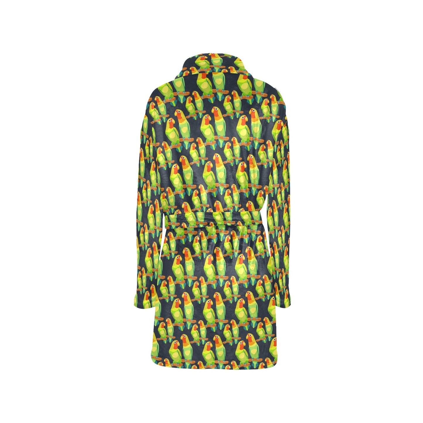 Lovebird Pattern Print Design 01 Women's Fleece Robe
