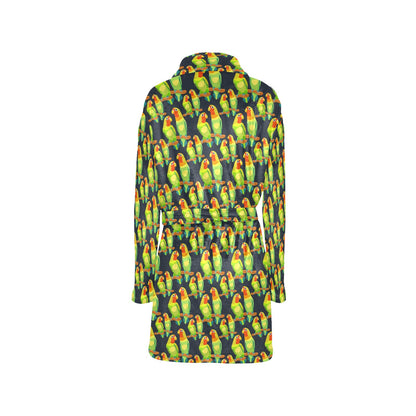 Lovebird Pattern Print Design 01 Women's Fleece Robe