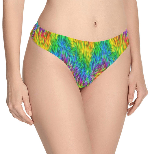 Rainbow Fur Design Print Women's Thongs