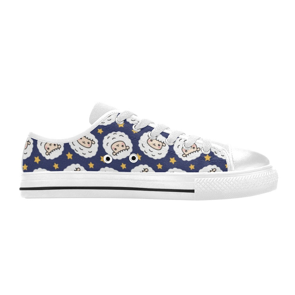 Sheep Print Design LKS402 Women's White Low Top Shoes
