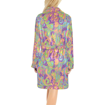 Psychedelic Mushroom Pattern Print Design A05 Women's Fleece Robe