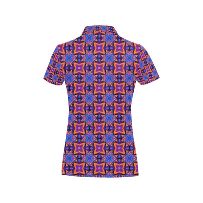 kaleidoscope Purple Orange Print Design Women's Polo Shirt