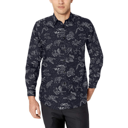 Zodiac Print Design LKS304 Men's Long Sleeve Dress Shirt