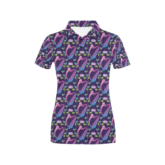 Harp Print Design LKS403 Women's Polo Shirt